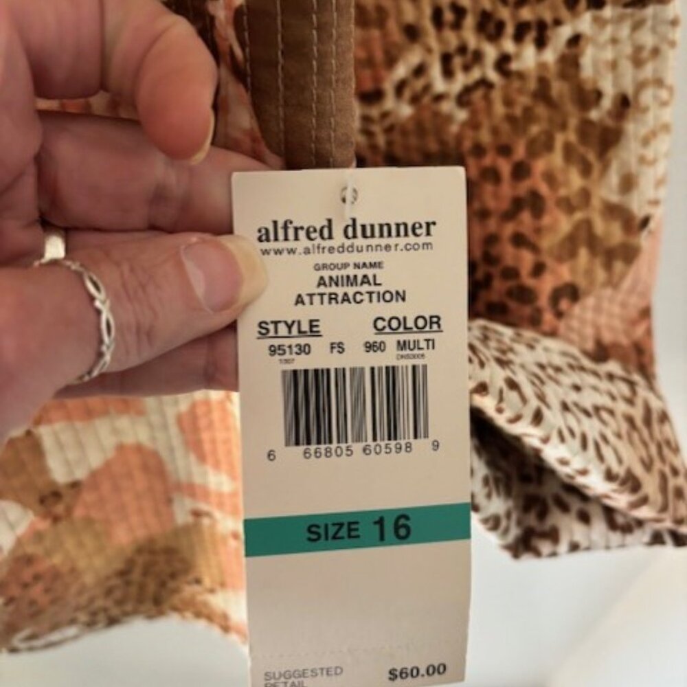 Alfred Dunner Jacket Womens 16 Pink Brown Floral Animal Print Quilted Statement - Picture 7 of 8